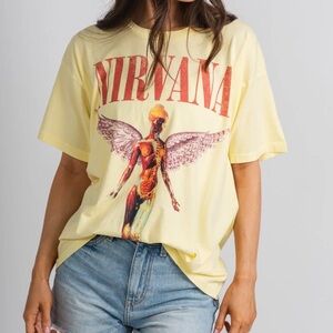 NWT DAYDREAMER x Free People Nirvana In Utero Album Cover Tee in Yellow Mist XS